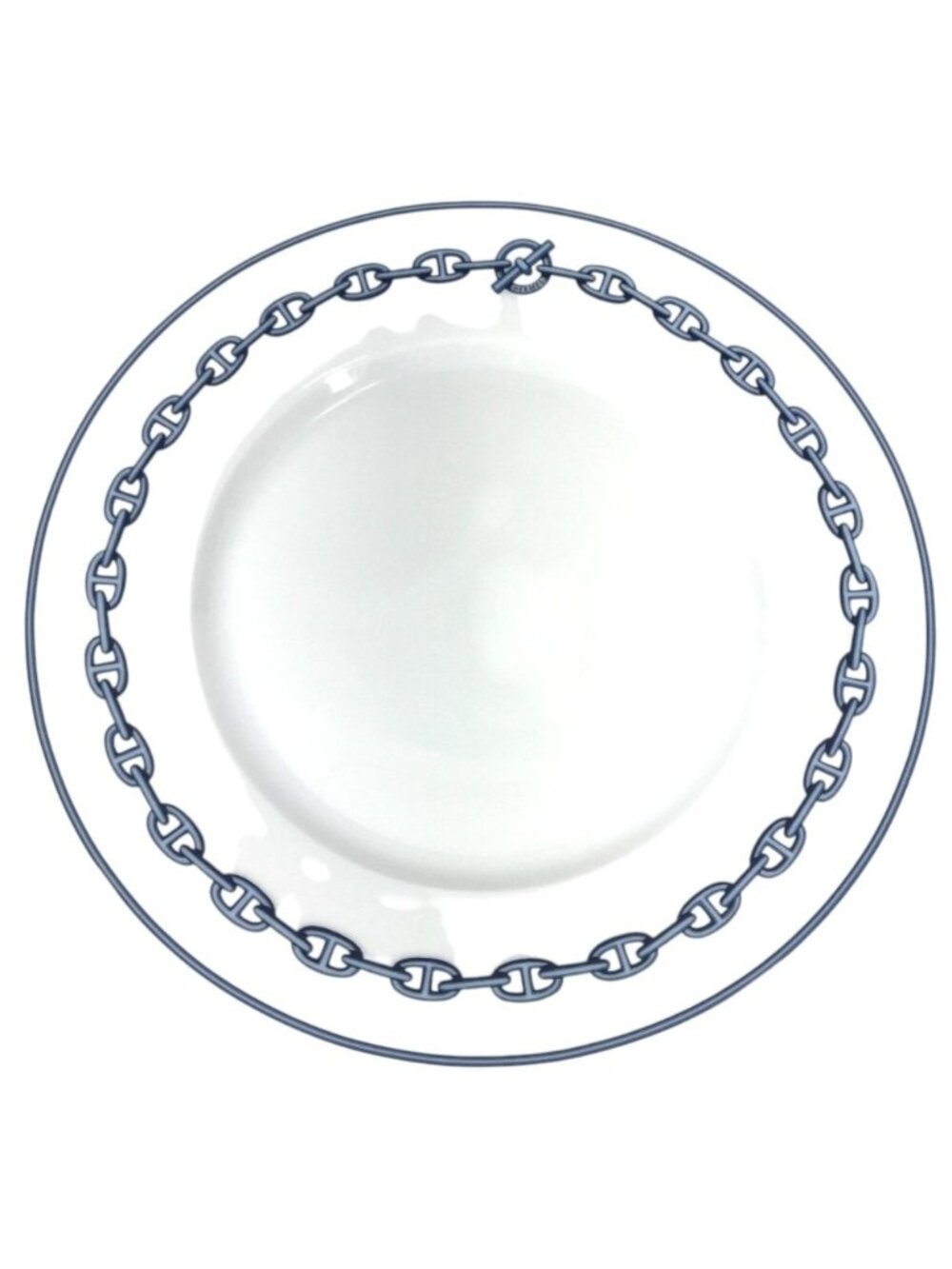 Hermes Plate 27 Chaine D'ancre Logo Dinner Ceramic White